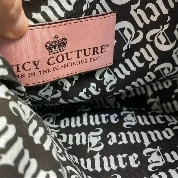 Juicy Couture stripe sparkle large cosmetic  pouch travel iPad case - Picture 3 of 5